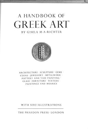 Bild des Verkufers fr Greek Art A Handbook zum Verkauf von WeBuyBooks