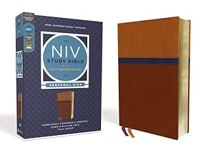 Seller image for Holy Bible : New International Version, Study Bible, Personal Size, Leathersoft, Brown/blue, Red Letter, Comfort Print for sale by GreatBookPrices