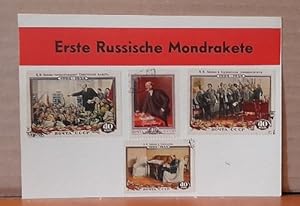 Karte / Postkarte "Erste russische Mondrakete" (mit 40 verschiedenen 40 Kopeken-Briefmarken 1924-...