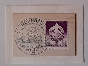 Briefstück mit Briefmarke 6 Pfennig Deutsches Reich Wehrkampftage der SA 1943 mit sauberem Stempe...
