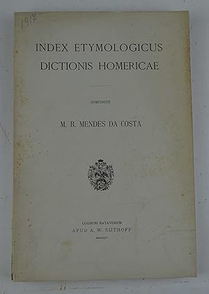 Bild des Verkufers fr Index Etymologicus Dictionis Homericae. zum Verkauf von Studio Bibliografico Benacense