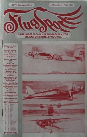 FlugSport (1934). Illustrierte technische Zeitschrift und Anzeiger für das gesamte Flugwesen.