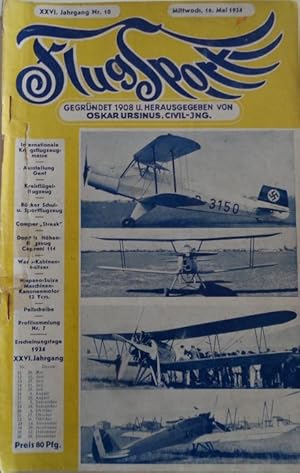 FlugSport (1934). Illustrierte technische Zeitschrift und Anzeiger für das gesamte Flugwesen.