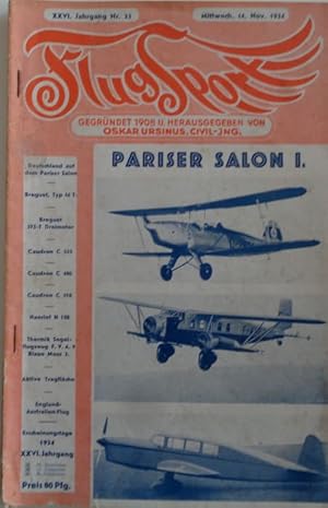 FlugSport (1934). Illustrierte technische Zeitschrift und Anzeiger für das gesamte Flugwesen.