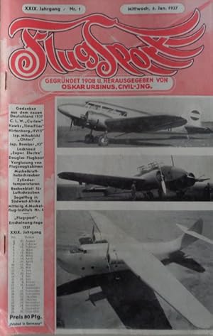 FlugSport (1937). Illustrierte technische Zeitschrift und Anzeiger für das gesamte Flugwesen.