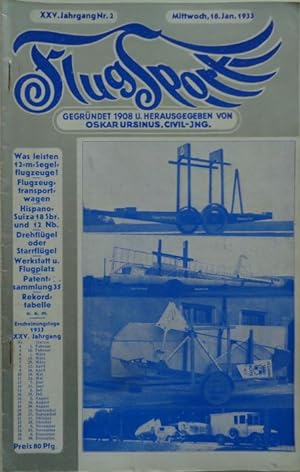 FlugSport (1933). Illustrierte technische Zeitschrift und Anzeiger für das gesamte Flugwesen.