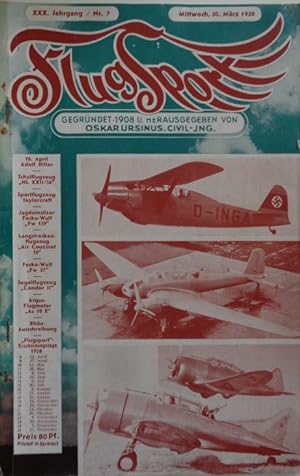 FlugSport (1938). Illustrierte technische Zeitschrift und Anzeiger für das gesamte Flugwesen.