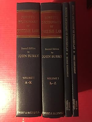 Seller image for Jowitts Dictionary English Law 2 volumes First Supplement & Second Supplement 2 Volumes ( 4 volumes in all for sale by COVENANT HERITAGE LIBRIS
