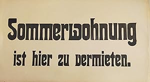 Sommerwohnung ist hier zu vermieten. Druck. Plakat. ( Schild ) Ca 1900