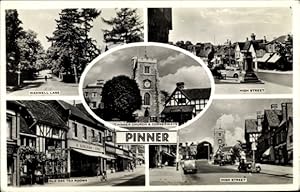 Seller image for Ansichtskarte / Postkarte Pinner Middlesex London, Waxwell Lane, High Street, Church and Cornerways, Old Oak Tea Rooms for sale by akpool GmbH