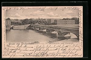 Carte postale Diedenhofen, Moselbrücke et Lazareth