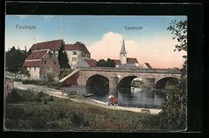 Carte postale Finstingen, vue générale avec Saarbrücke