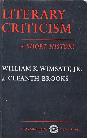 Imagen del vendedor de Literary Criticism: A Short History -- V-360 a la venta por A Cappella Books, Inc.