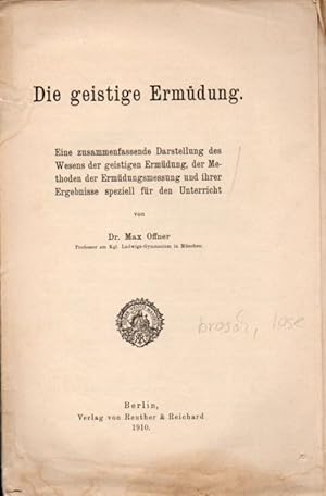 Seller image for Die geistige Ermdung for sale by Clivia Mueller