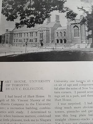 Immagine del venditore per Article: Hart House, University of Toronto venduto da Hammonds Antiques & Books