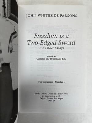 Imagen del vendedor de Freedom is a Two-Edged Sword and Other Essays; by John Whiteside Parsons ; edited by Cameron and Hymenaeus Beta. ; The Oriflamme, Number 1 a la venta por BIBLIOPE by Calvello Books