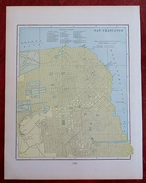 San Francisco California cable steam & horse roads 1898 Cram detailed city plan