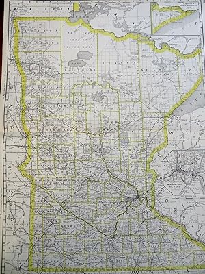 Minnesota Twin Cities Minneapolis 1890 large detailed color state map