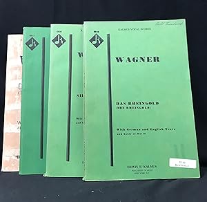 Immagine del venditore per Wagner Vocal Scores (Set of 4): Die Walkure (The Valkyrie) (Kalmus Vocal Score 6510); Gotterdammerung (The Twilight of the Gods); Das Rheingold (The Rheingold); and Siegfried (all with German and English texts and table of motifs) venduto da Friends of the Library Bookstore