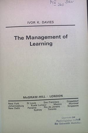 Seller image for The Management of Learning. for sale by books4less (Versandantiquariat Petra Gros GmbH & Co. KG)