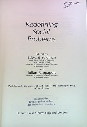 Seller image for Redefining Social Problems. Perspectives in Social Psychology. for sale by books4less (Versandantiquariat Petra Gros GmbH & Co. KG)