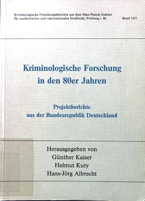 Imagen del vendedor de Kriminologische Forschung in den 80er Jahren. Projektberichte aus der Bundesrepublik Deutschland. Kriminologische Forschungsberichte aus dem Max-Planck-Institut fr Auslndisches und Internationales Strafrecht ; Bd. 35/1 a la venta por books4less (Versandantiquariat Petra Gros GmbH & Co. KG)