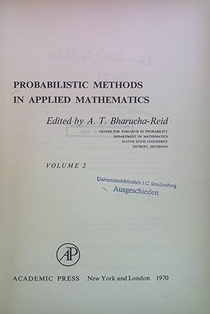 Bild des Verkufers fr Probabilistic Methods in Applied Mathematics, vol. 2 zum Verkauf von books4less (Versandantiquariat Petra Gros GmbH & Co. KG)