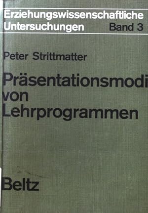 Bild des Verkufers fr Prsentationsmodi von Lehrprogrammen : Eine Untersuchung d. Auswirkung verschiedener Prsentationsmodi e. Lehrprogrammes auf dessen Effektivitt. Erziehungswissenschaftliche Untersuchungen ; Bd. 3 zum Verkauf von books4less (Versandantiquariat Petra Gros GmbH & Co. KG)