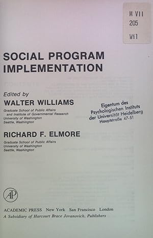 Bild des Verkufers fr Social Program Implementation. zum Verkauf von books4less (Versandantiquariat Petra Gros GmbH & Co. KG)