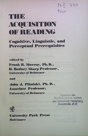 Immagine del venditore per The Acquisition of Reading: Cognitive, Linguistic, and Perceptual Prerequisites. venduto da books4less (Versandantiquariat Petra Gros GmbH & Co. KG)