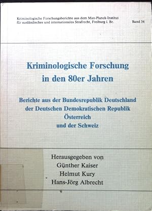 Seller image for Kriminologische Forschung in den 80er Jahren. Berichte aus der Bundesrepublik Deutschland, der Deutschen Demokratischen Republik, sterreich und der Schweiz. Kriminologische Forschungsberichte aus dem Max-Planck-Institut fr Auslndisches und Internationales Strafrecht ; Bd. 34 for sale by books4less (Versandantiquariat Petra Gros GmbH & Co. KG)