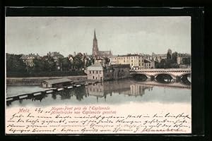 Carte postale Metz, Mittelbrücke von Esplanade gesehen