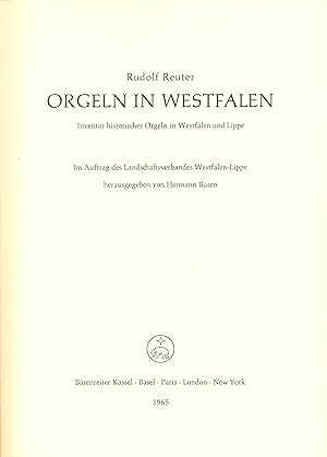 Reuter, Rudolf: Orgeln in Westfalen