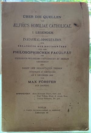 Über die Quellen von Aelfric's Homiliae Catholicae - I. Legenden. [Dissertation]