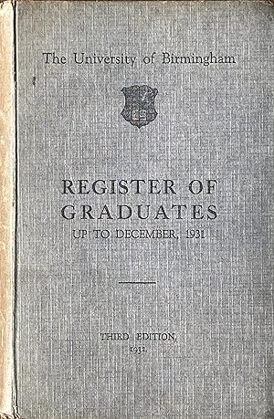 Bild des Verkufers fr Register of graduates up to December, 1931 zum Verkauf von Acanthophyllum Books