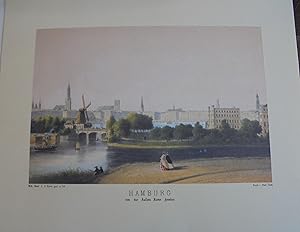 Bild des Verkufers fr Hamburg 1861 von der Auen-Alster gesehen - Kolorierte Lithographie von Wilhelm Heuer (Original im Museum fr Hamburgische Geschichte) zum Verkauf von Buchstube Tiffany