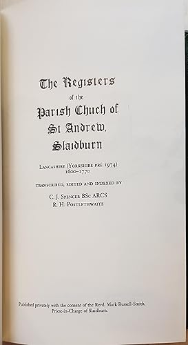 Immagine del venditore per The Registers of the Parish Church of St Andrew, Slaidburn venduto da Hanselled Books