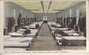 WWI Photographic Postcard of Detachment Barracks, Base Hospital, Camp Custer, Michigan