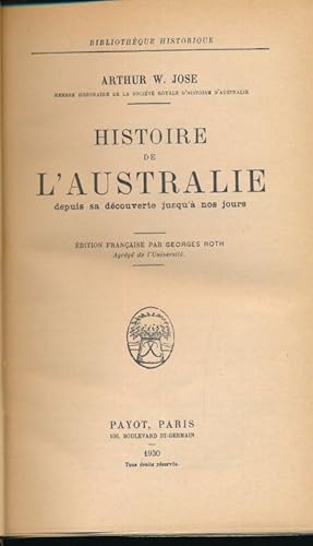 Imagen del vendedor de Histoire de l'Australie depuis sa dcouverte jusqu' nos jours a la venta por LIBRAIRIE GIL-ARTGIL SARL
