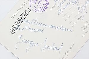 Carte postale moscovite autographe signée adressée à Carlo Rim