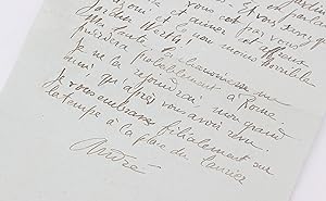 Lettre autographe signée adressée à Gabriele d'Annunzio : "Je vous embrasse filialement sur la te...