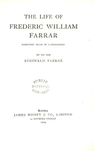 Image du vendeur pour The Life of Frederic William Farrar mis en vente par WeBuyBooks