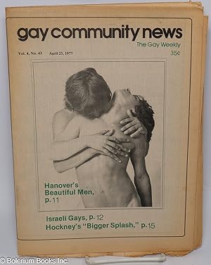 Bild des Verkufers fr GCN - Gay Community News: the gay weekly; vol. 4, #43, April 23, 1977: Israeli gays zum Verkauf von Bolerium Books Inc.