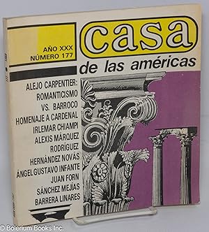 Seller image for Casa de las Americas: Ao 30, No. 177, Noviembre-Diciembre 1989 for sale by Bolerium Books Inc.