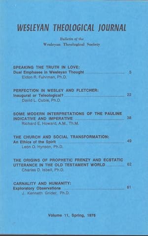 Seller image for WESLEYAN THEOLOGICAL JOURNAL Volume 11, Spring 1976 for sale by Neil Shillington: Bookdealer/Booksearch