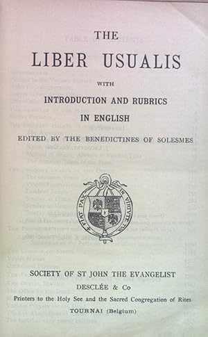 Seller image for The Liber Usualis with Introduction and Rubrics in English. for sale by books4less (Versandantiquariat Petra Gros GmbH & Co. KG)