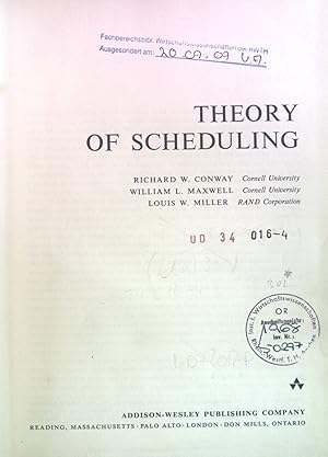 Image du vendeur pour Theory of Scheduling. mis en vente par books4less (Versandantiquariat Petra Gros GmbH & Co. KG)