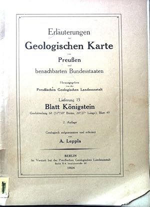 Imagen del vendedor de Erluterungen zur Geologischen Karte von Preuen und benachbarten Bundesstaaten. Lieferung 15 Blatt Knigstein a la venta por books4less (Versandantiquariat Petra Gros GmbH & Co. KG)