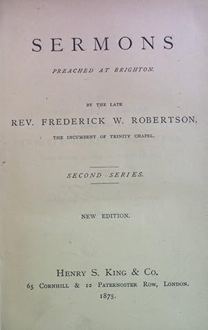 Bild des Verkufers fr Sermons Preached at Brighton, Second Series. zum Verkauf von books4less (Versandantiquariat Petra Gros GmbH & Co. KG)