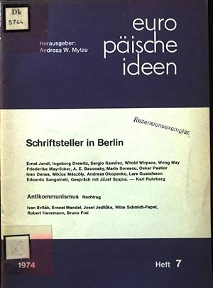 Seller image for Schriftsteller in Berlin. Europische Ideen. H. 7 for sale by books4less (Versandantiquariat Petra Gros GmbH & Co. KG)